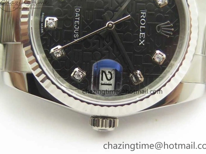 0104 Breathable DateJust 36 SS 116200 Fluted Bezel DJF Best Edition Black Com Diam Dial on SS 904L Oyster Bracelet A 3367